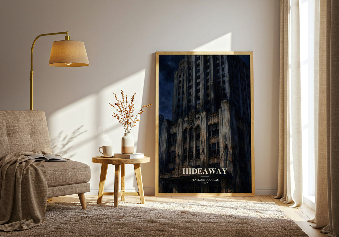 Hideaway watercolour print in frame leaning in hallway – romance wall art