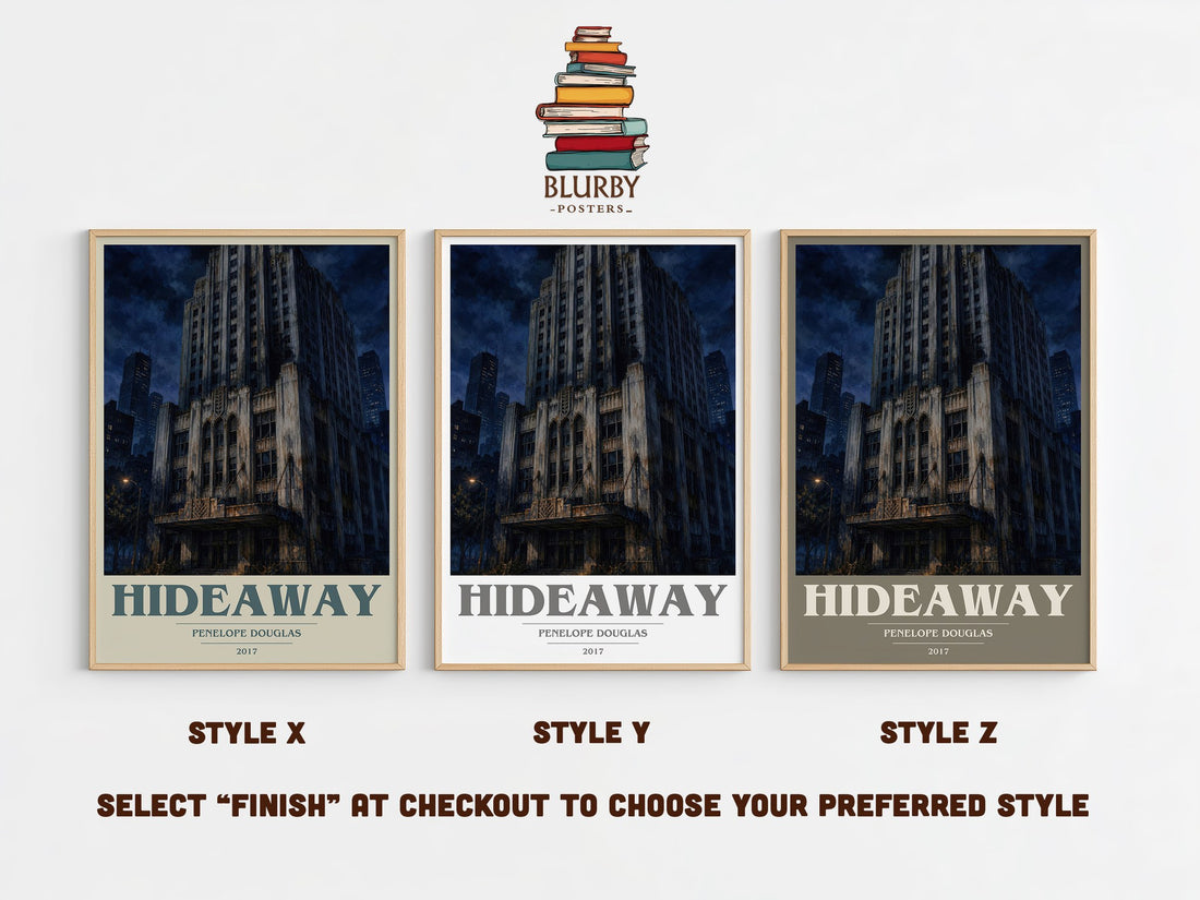 Hideaway book cover print in frame leaning in hallway – romance wall art (mockup)