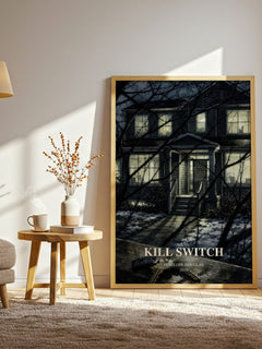 Kill Switch watercolour print in frame leaning in hallway – romance wall art