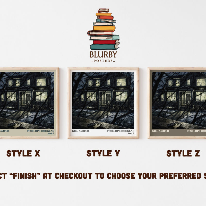 Kill Switch literary print in frame leaning in hallway – romance wall art