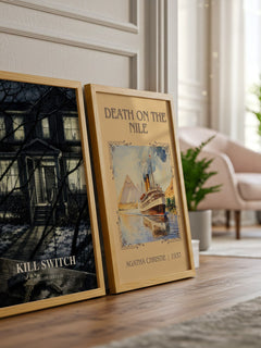 Kill Switch watercolour print framed by window – literary home decor