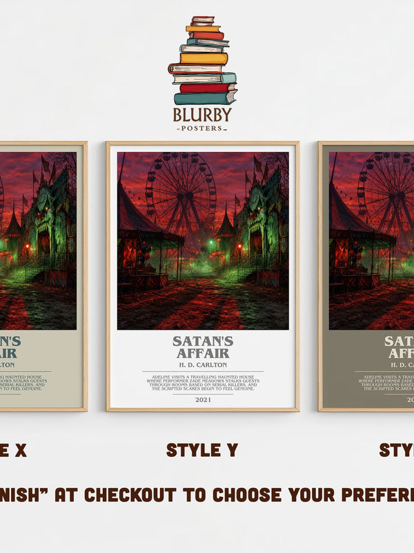 Satan's Affair bookish print in frame leaning in hallway – romance wall art
