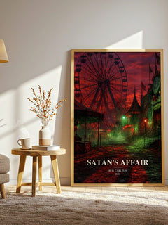 Satan's Affair watercolour print in frame leaning in hallway – romance wall art