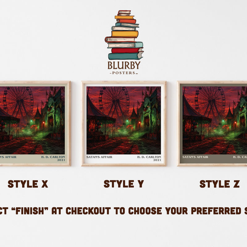 Satan's Affair literary print in frame leaning in hallway – romance wall art