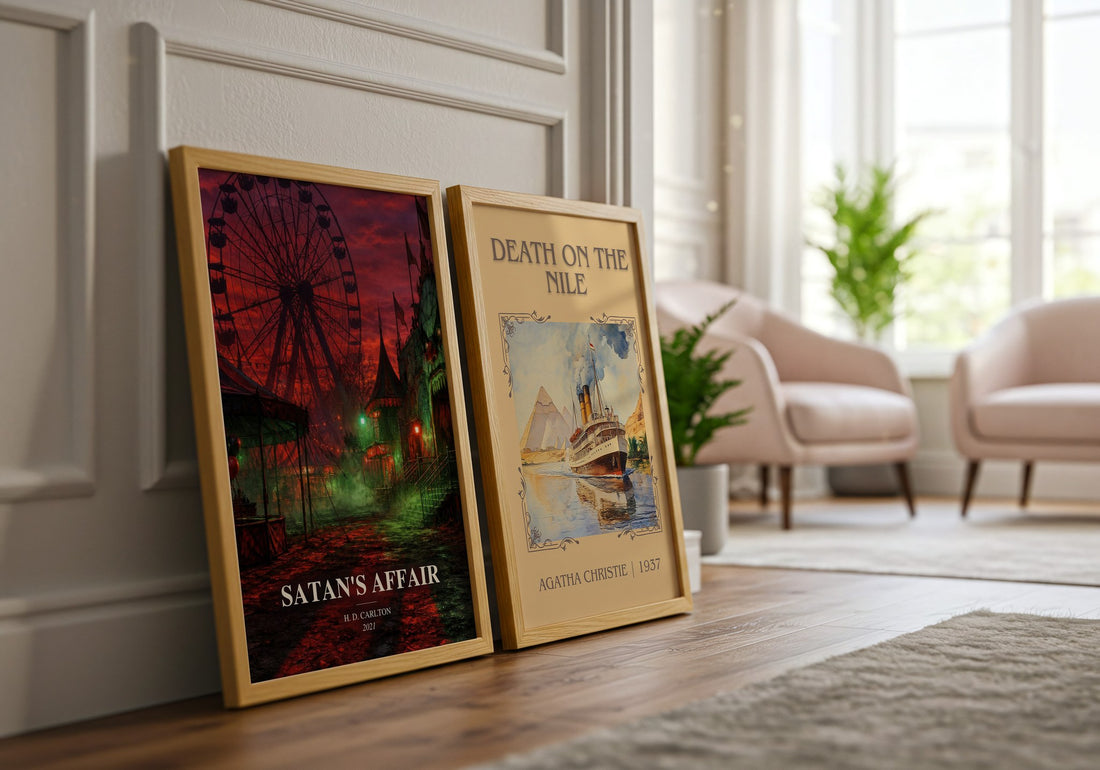 Satan's Affair watercolour print framed by window – literary home decor