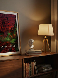 Satan's Affair watercolour print on bookshelf – H. D. Carlton fan gift