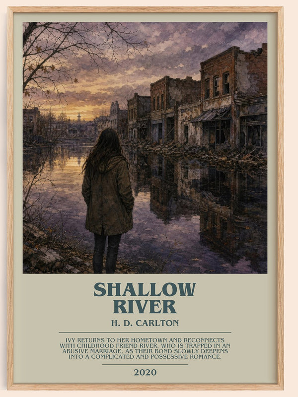 Shallow River bookish book poster by H. D. Carlton – framed literary art print