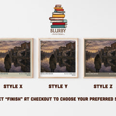 Shallow River literary print in frame leaning in hallway – contemporary fiction wall art