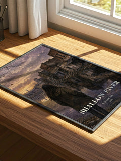 Shallow River watercolour book poster framed on wall – contemporary fiction wall art