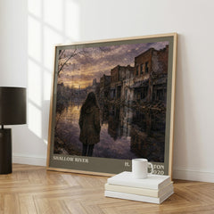 Shallow River literary print framed by window – literary home decor