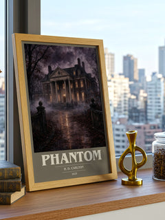Phantom book cover print framed by window – literary home decor