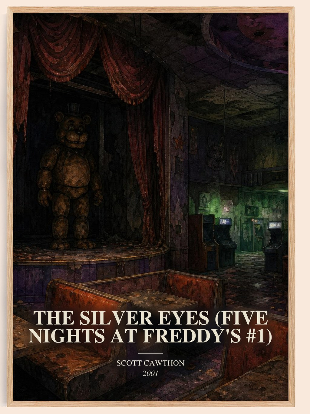 The Silver Eyes (Five Nights At Freddy's #1) watercolour book poster by Scott Cawthon – framed literary art print