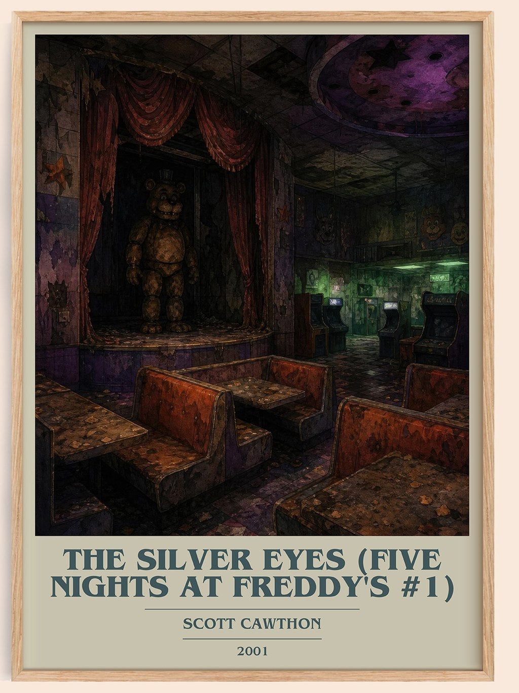 The Silver Eyes (Five Nights At Freddy's #1) book cover book poster by Scott Cawthon – framed literary art print