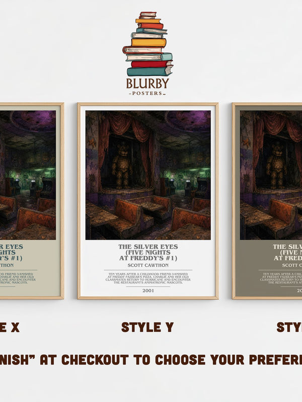 The Silver Eyes (Five Nights At Freddy's #1) bookish print in frame leaning in hallway – horror wall art