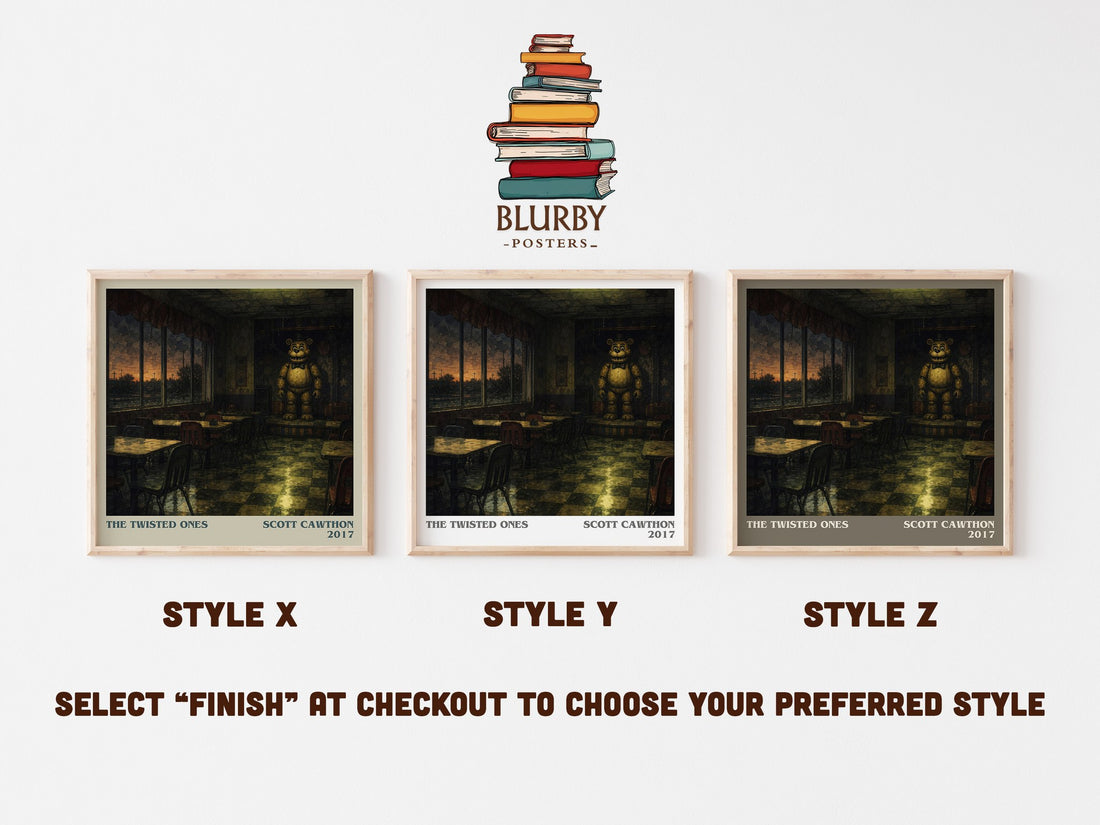 The Twisted Ones literary print in frame leaning in hallway – horror wall art (mockup)