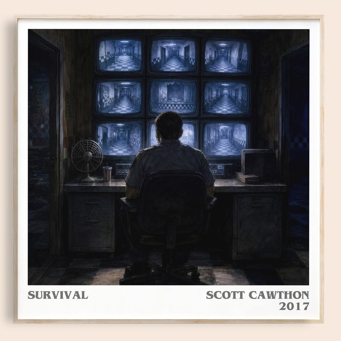 Survival literary book poster by Scott Cawthon – framed literary art print
