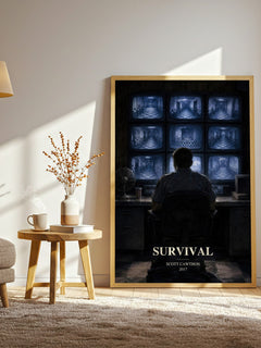 Survival watercolour print in frame leaning in hallway – horror wall art