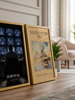 Survival watercolour print framed by window – literary home decor