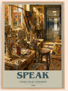 Speak book cover book poster by Laurie Halse Anderson – framed literary art print