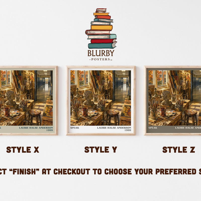 Speak literary print in frame leaning in hallway – young adult wall art