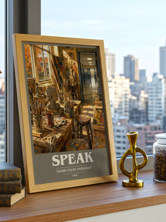 Speak book cover print framed by window – literary home decor