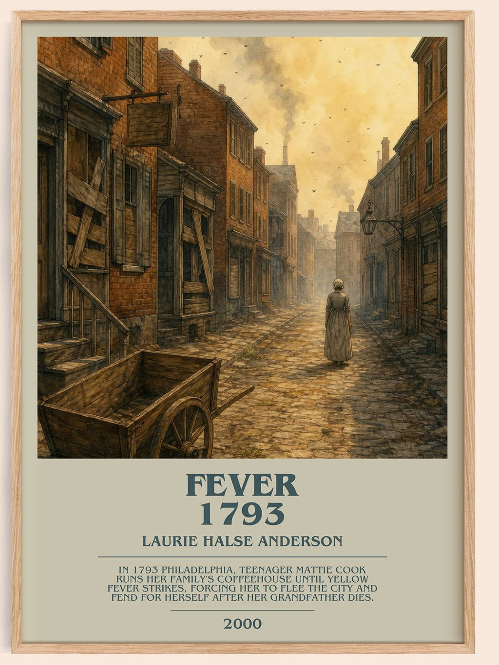 Fever 1793 bookish book poster by Laurie Halse Anderson – framed literary art print