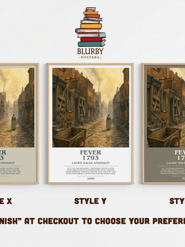 Fever 1793 bookish print in frame leaning in hallway – historical fiction wall art