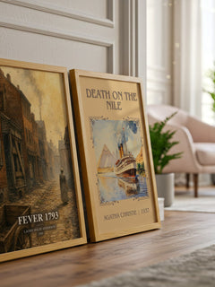 Fever 1793 watercolour print framed by window – literary home decor