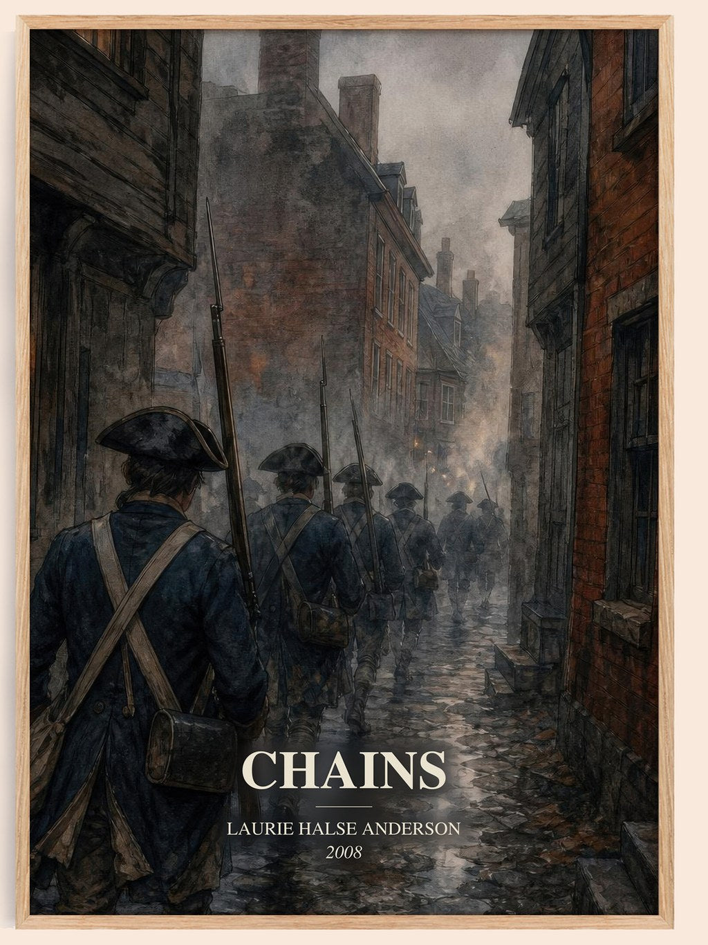 Chains watercolour book poster by Laurie Halse Anderson – framed literary art print