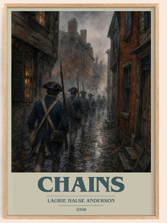 Chains book cover book poster by Laurie Halse Anderson – framed literary art print