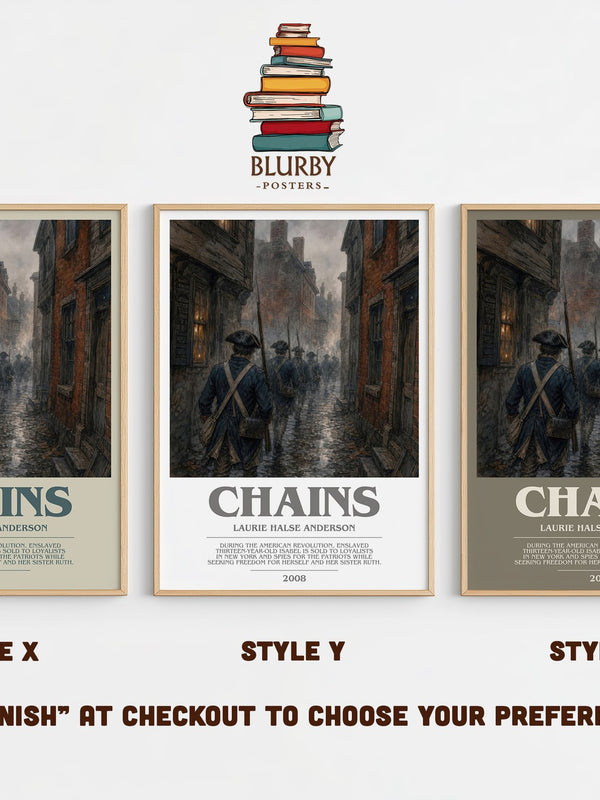 Chains bookish print in frame leaning in hallway – historical fiction wall art