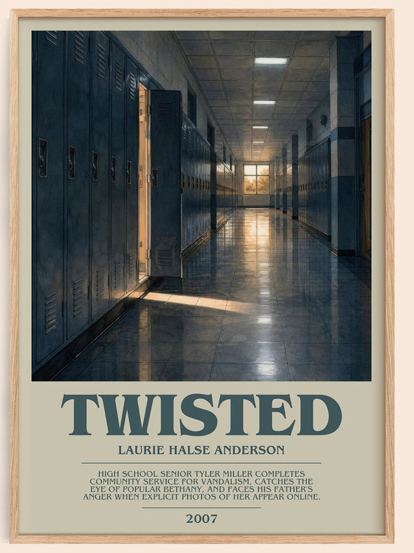 Twisted bookish book poster by Laurie Halse Anderson – framed literary art print