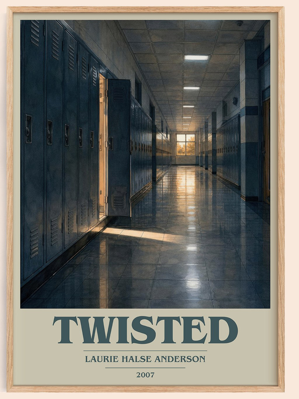 Twisted book cover book poster by Laurie Halse Anderson – framed literary art print