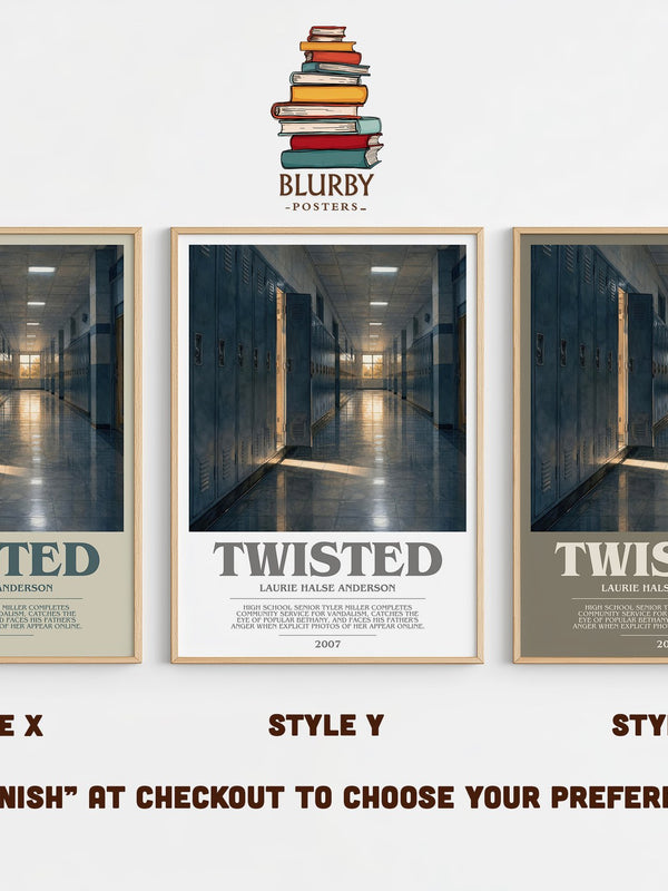 Twisted bookish print in frame leaning in hallway – young adult wall art