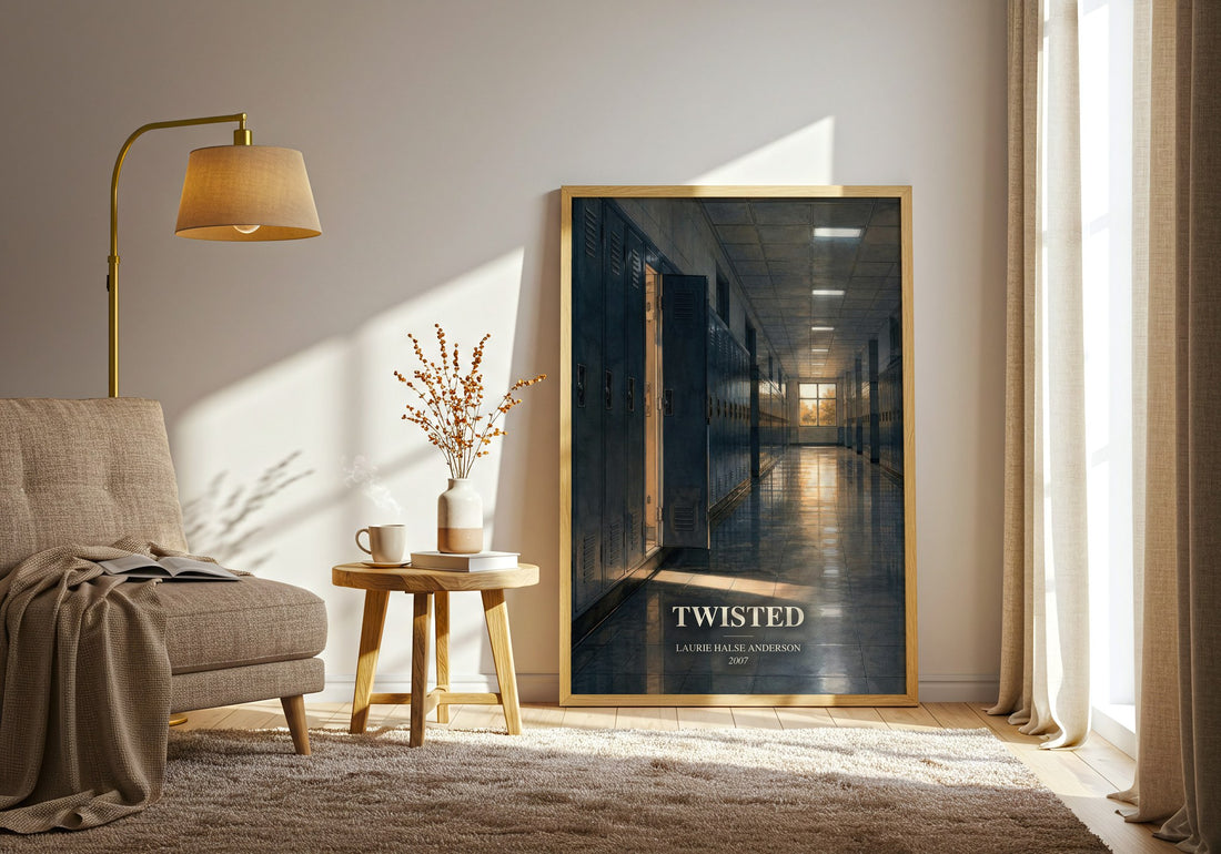 Twisted watercolour print in frame leaning in hallway – young adult wall art