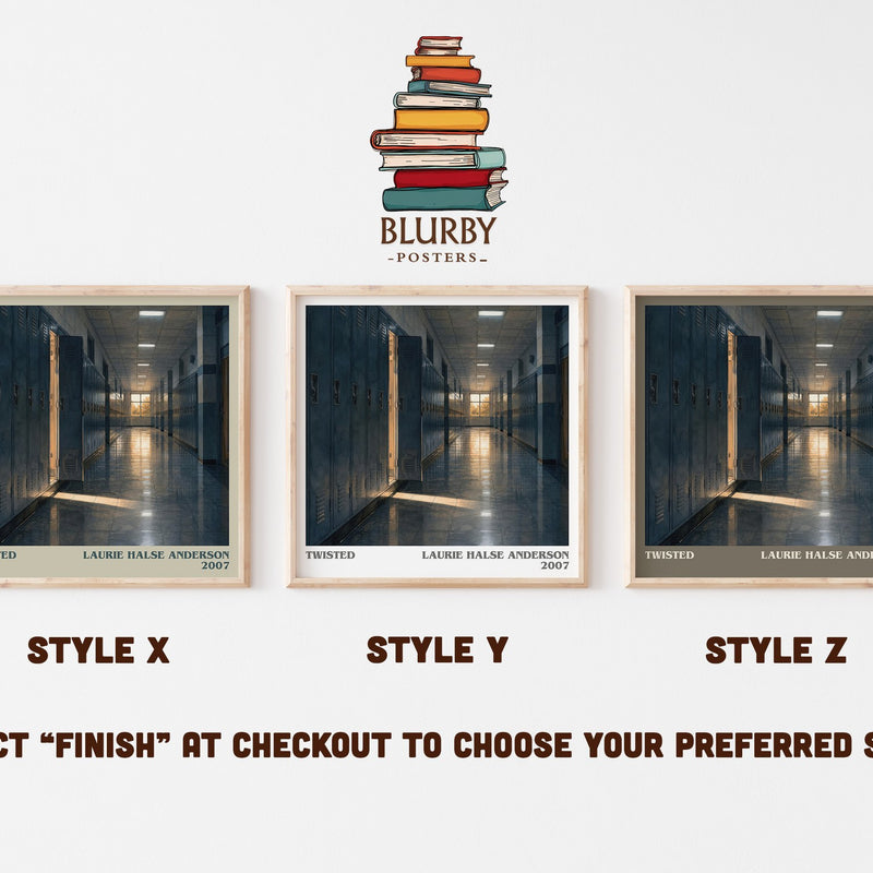 Twisted literary print in frame leaning in hallway – young adult wall art
