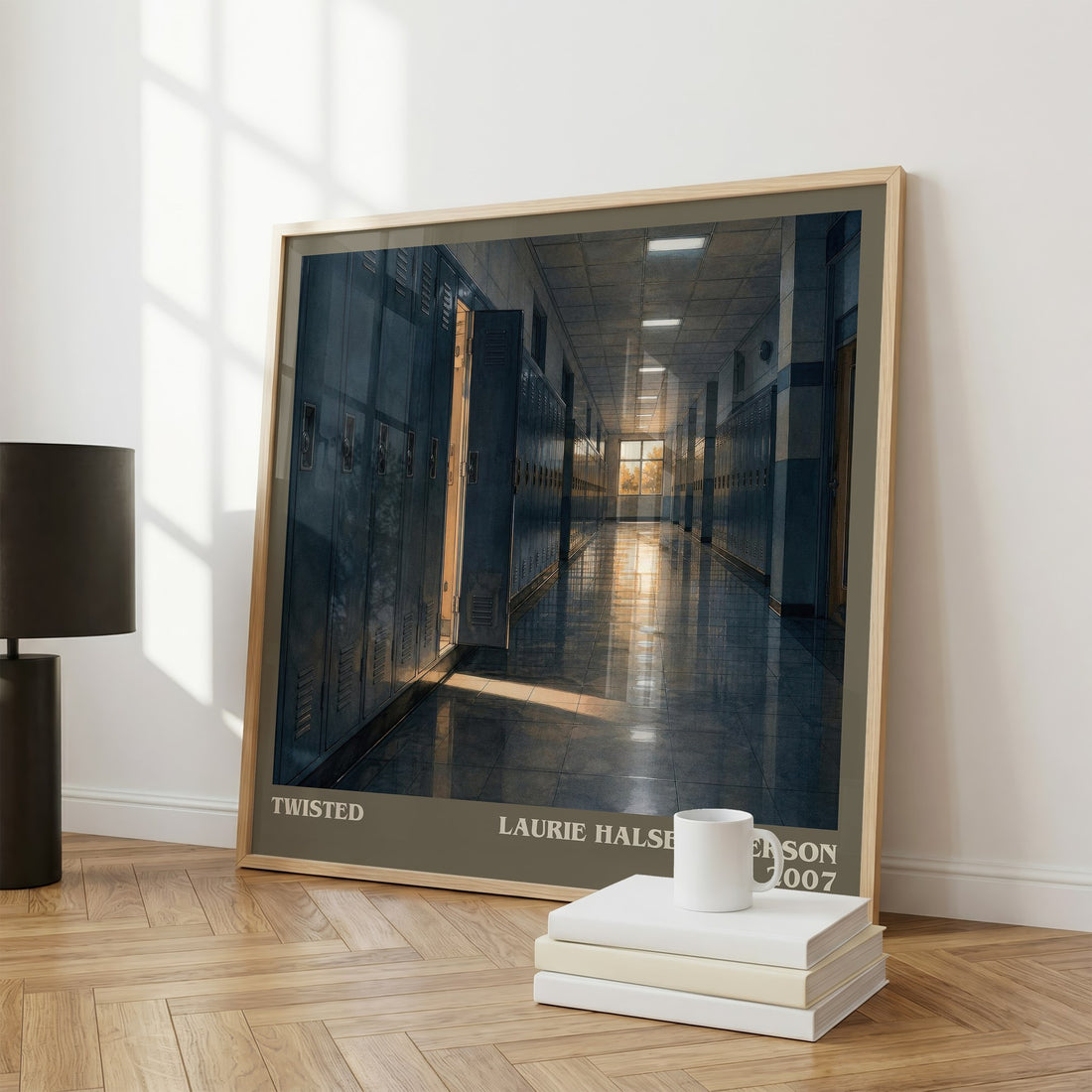 Twisted literary print framed by window – literary home decor