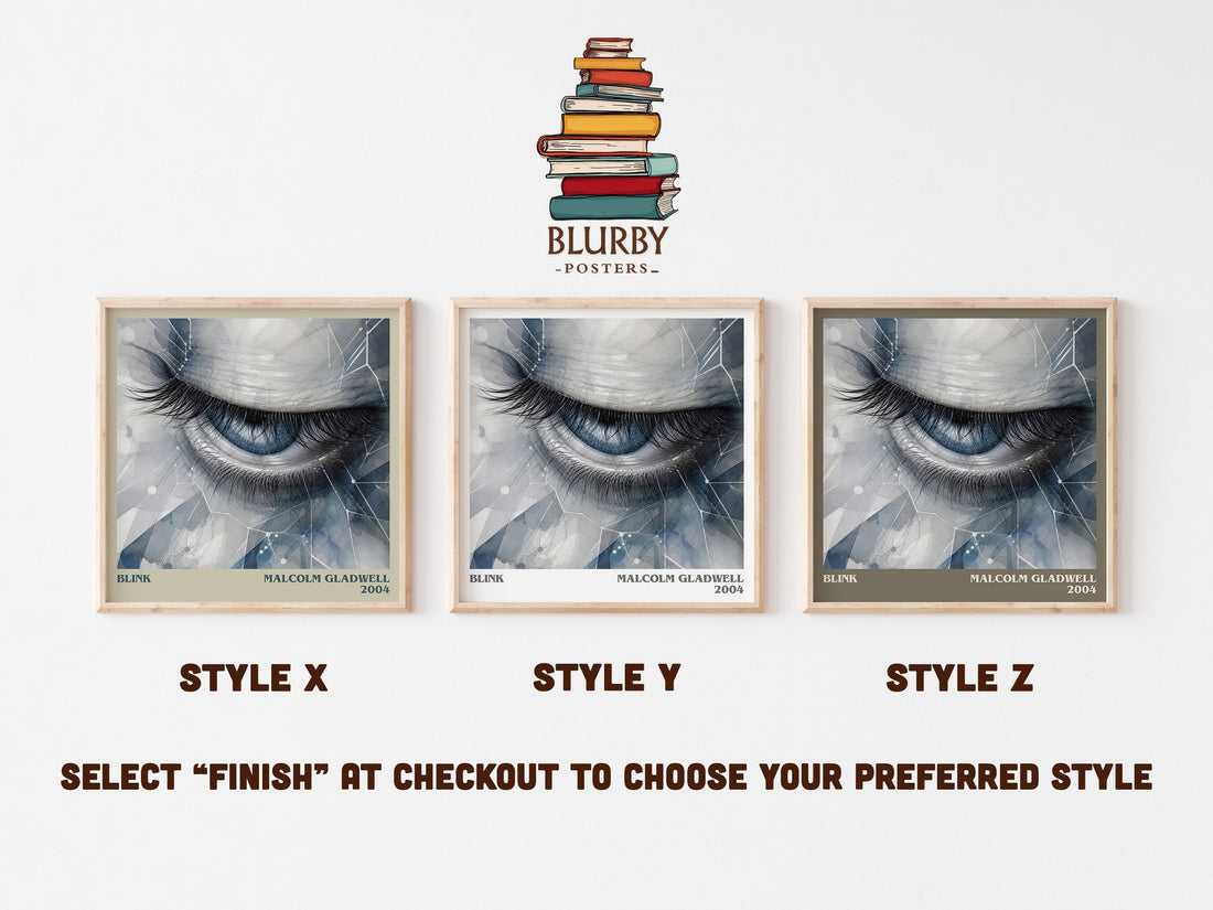 Blink literary print in frame leaning in hallway – non fiction wall art (mockup)