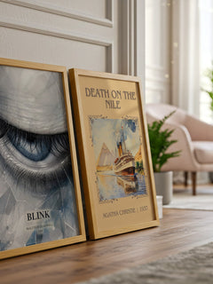 Blink watercolour print framed by window – literary home decor