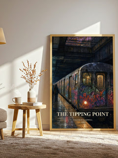 The Tipping Point watercolour print in frame leaning in hallway – non fiction wall art