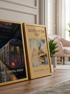 The Tipping Point watercolour print framed by window – literary home decor