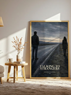 Talking to Strangers watercolour print in frame leaning in hallway – non fiction wall art