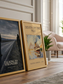 Talking to Strangers watercolour print framed by window – literary home decor