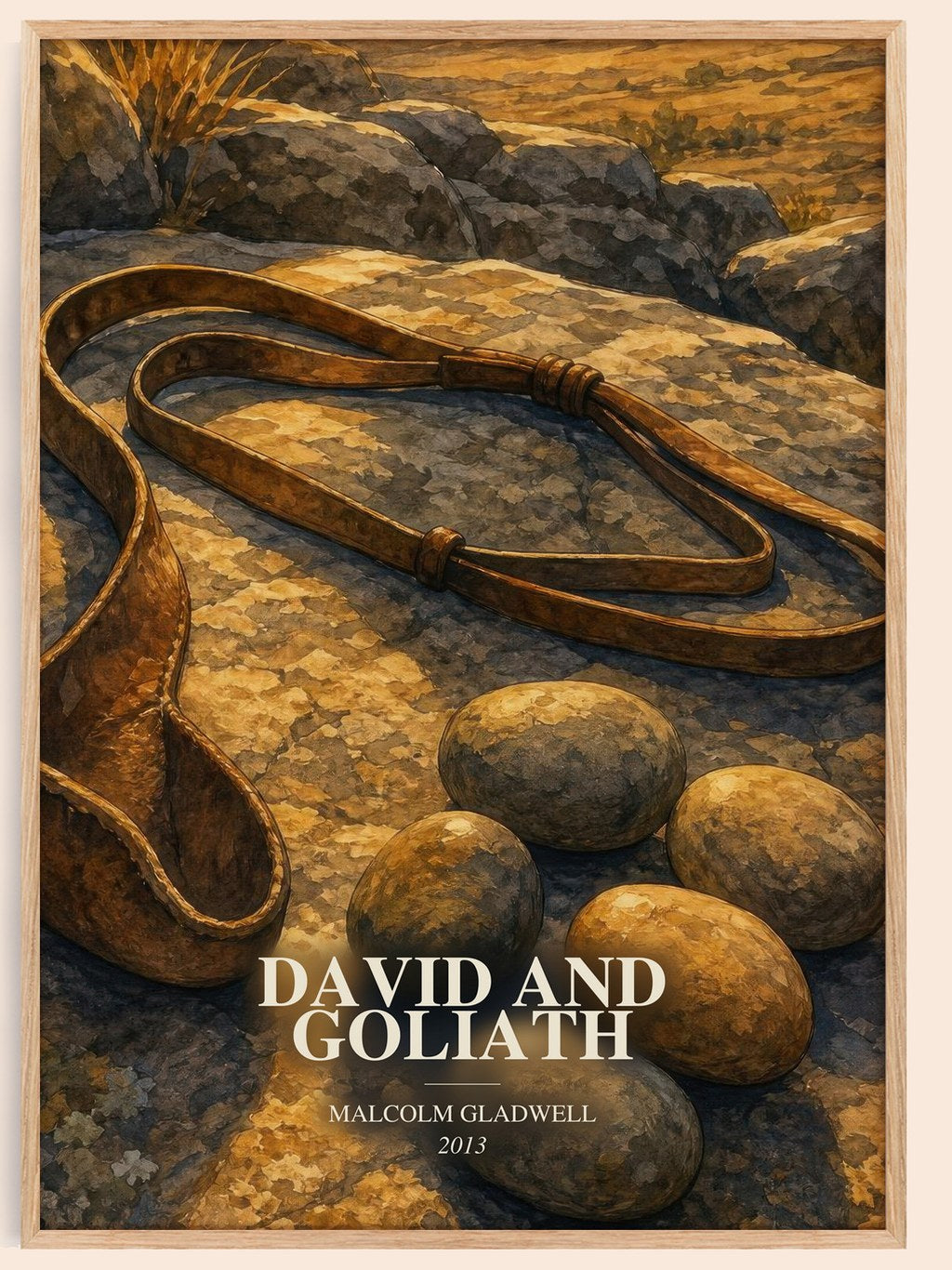David and Goliath watercolour book poster by Malcolm Gladwell – framed literary art print