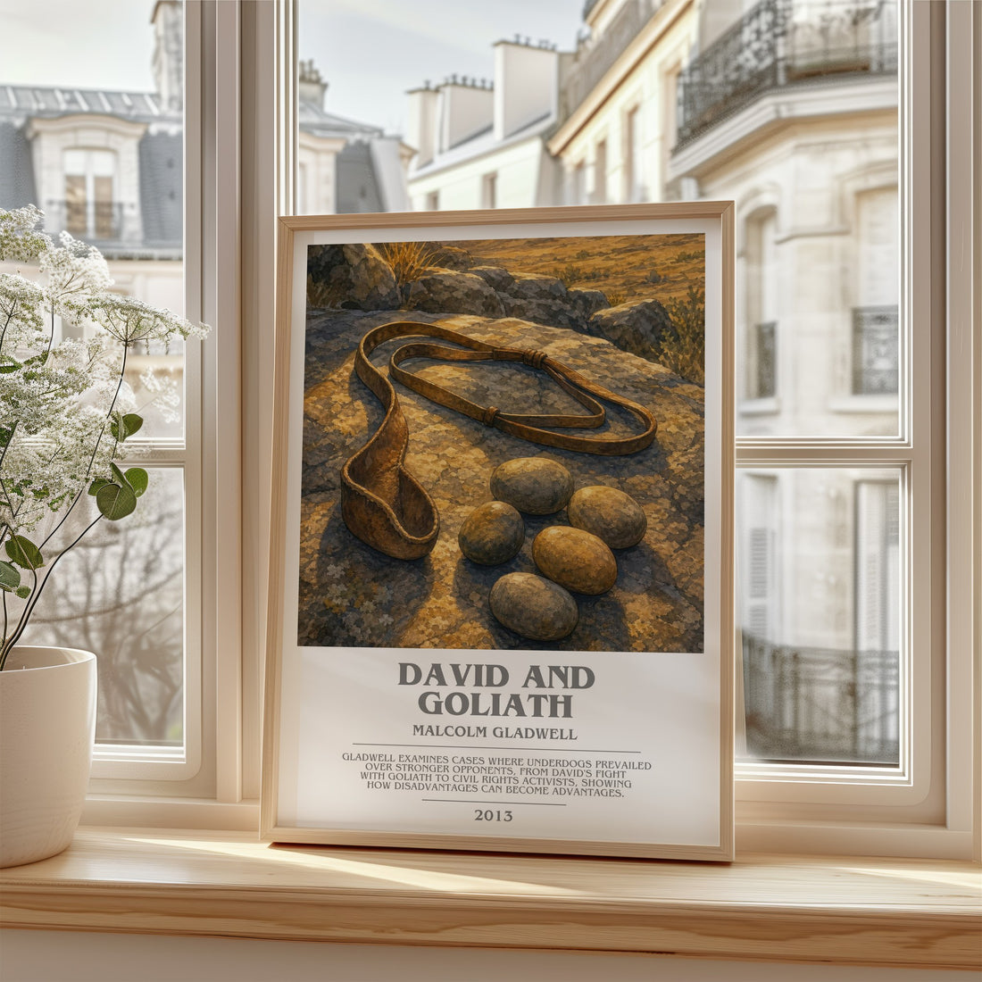 David and Goliath bookish poster colour and style options – Malcolm Gladwell book art