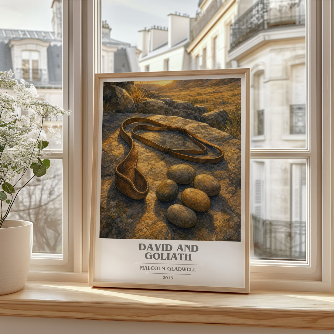 David and Goliath book cover poster colour and style options – Malcolm Gladwell book art