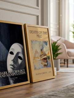 Dark Psychology and Manipulation watercolour print framed by window – literary home decor