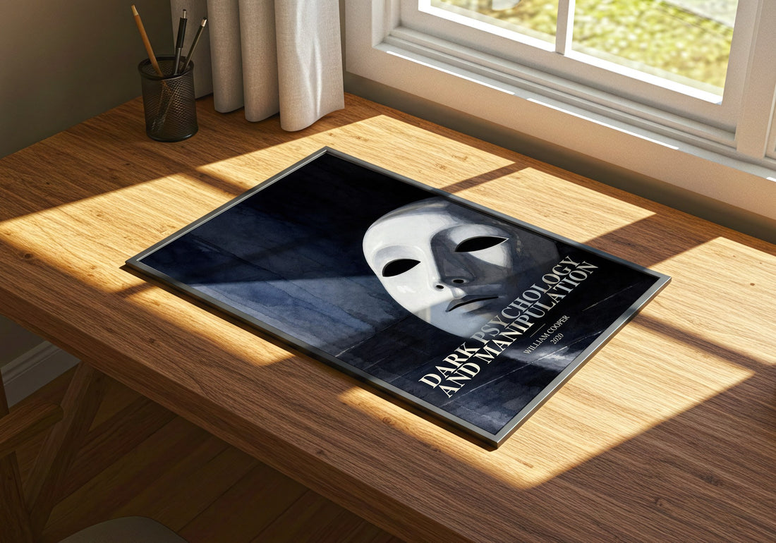 Dark Psychology and Manipulation watercolour book poster framed on wall – non fiction wall art