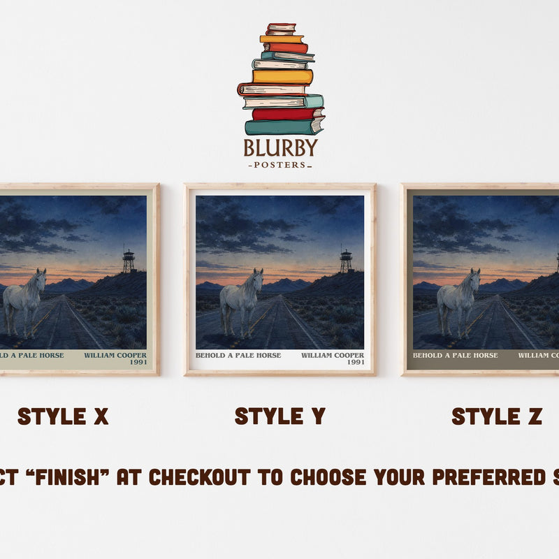 Behold a Pale Horse literary print in frame leaning in hallway – non fiction wall art