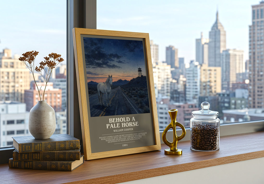 Behold a Pale Horse bookish print framed by window – literary home decor